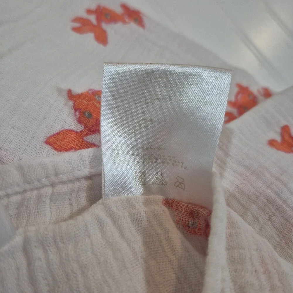 aden + anais Goldfish/Koi Fish White Orange Red Muslin Baby Blanket